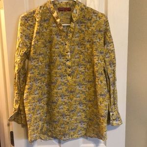 Khaadi Pret size 12 blouse yellow Asian-style print — MOVING SALE all tops $5